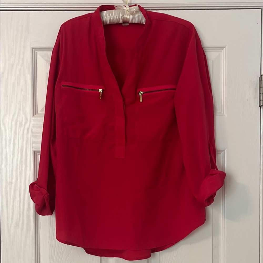 Hot Pink Women's Top with Gold Accents